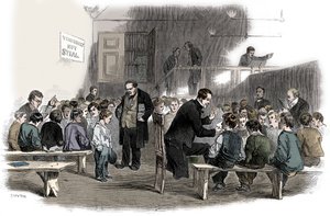 लड़कों को पढ़ाने के लिए रैग्ड स्कूल यूनियन स्कूल, लेम्बेथ, लंदन में 1868 द्वारा अज्ञात