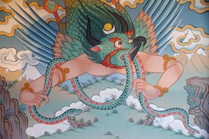 हजार बुद्धों का मंदिर दशांग काग्यू लिंग मण्डली चित्रकारी गरुड़, ला बौलय, फ्रांस द्वारा अज्ञात