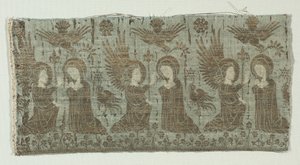 घोषणा के साथ कपड़ा टुकड़ा, 1370-1400। द्वारा अज्ञात