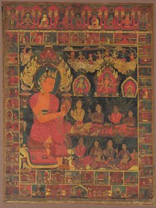 थंगका के साथ बेज्वेल्ड बुद्ध उपदेश, 1648। द्वारा अज्ञात