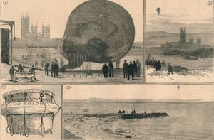 द अटेम्पटेड बलून वोयेज अक्रॉस द चैनल, 1882। द्वारा अज्ञात