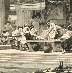 द बैंक्वेट ऑफ डैमोकल्स, 1890। द्वारा अज्ञात