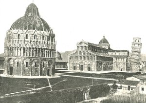 द बैप्टिस्टर, कैथेड्रल और लीनिंग टॉवर, पीसा, इटली, 1895। द्वारा अज्ञात