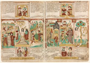 गरीब बब्लिया पाउपरम की बाइबिल, फिरौन सेना लाल सागर में डूब गई ..., 1450-1465। द्वारा अज्ञात