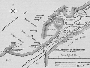 अलेक्जेंड्रिया की बमबारी: स्केच मैप, 1902 द्वारा अज्ञात