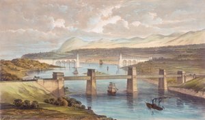 ब्रिटानिया ट्यूबलर ब्रिज, मेनाई स्ट्रेट, वेल्स, c1850 द्वारा अज्ञात