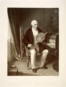 ड्यूक ऑफ वेलिंगटन अपने घर एप्सली हाउस, लंदन, 1846 में संदेश पढ़ते हुए द्वारा अज्ञात