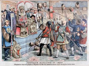 सम्राट को रूसी, चीन, 1904 का समर्थन करने के संदेह में मंदारिन के प्रमुख दिखाए गए थे द्वारा अज्ञात