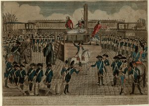 16 अक्टूबर, 1793 को प्लेस डे ला क्रांति पर मैरी एंटोनेट का निष्पादन, c. 1793 द्वारा अज्ञात