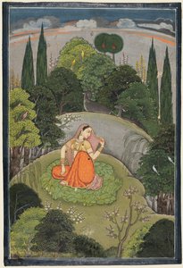 नायिका जो अपनी अनुपस्थित प्रेमी उतका नायिका के लिए उत्सुकता से इंतजार करती है, सी। 1760-1765। द्वारा अज्ञात