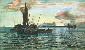 Loch Fyne, Argyll, 1884, c1902 पर समुद्र में हेरिंग मार्केट। द्वारा अज्ञात