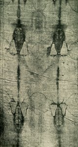 द होली श्राउड - इम्प्रिंट ऑफ़ द बॉडी: फ्रंट व्यू, 1902। द्वारा अज्ञात