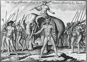 एक हाथी पर सवार कोचीन के राजा, उनके नायरोस, c1745 ने भाग लिया द्वारा अज्ञात