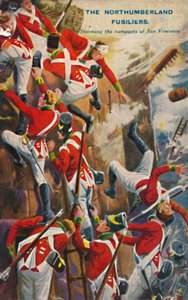 नॉर्थम्बरलैंड फ्यूसिलर। 1812, 1939 में सैन विन्सेंट की प्राचीर पर तूफान। द्वारा अज्ञात