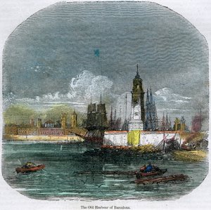 बार्सिलोना, कैटेलोनिया, स्पेन का पुराना हार्बर, c1880 द्वारा अज्ञात