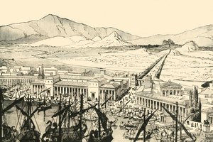 The Piraeus with the Long Walls, पुनर्स्थापित, 1890। द्वारा अज्ञात