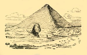 मिस्र के राजा खूफू और ग्रेट स्फिंक्स का पिरामिड मकबरा, c1930। द्वारा अज्ञात