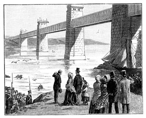 क्वींस ब्रिटानिया ट्यूबलर ब्रिज, वेल्स, c1888 पर जाएँ द्वारा अज्ञात