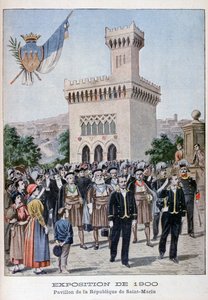 1900, पेरिस, 1900 की सार्वभौमिक प्रदर्शनी में सैन मैरिनो पैवेलियन द्वारा अज्ञात