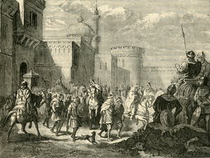 द सर्केन्स लीविंग नरबोर्न, फ्रांक्स को बहाल, 737AD, 1890। द्वारा अज्ञात