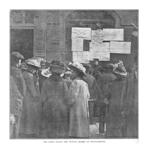 साउथेम्प्टन में 20 अप्रैल 1912 को द फेटफुल बोर्ड का सीन राउंड। द्वारा अज्ञात