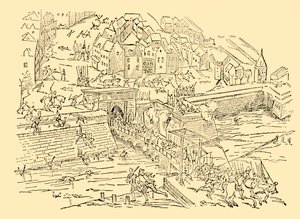 स्पैनीर्ड्स ने डच, 1576, c1930 के साथ अपने लंबे संघर्ष में एंटवर्प पर कब्जा कर लिया। द्वारा अज्ञात