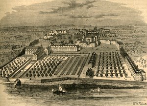 1671 में मंदिर। आंतरिक मंदिर, 1897 में एक पुराने पक्षी की दृष्टि से। द्वारा अज्ञात