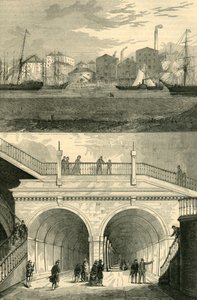 टेम्स टनल जैसा कि मूल रूप से यातायात के लिए खोला गया था, c1872 में दिखाई दिया। द्वारा अज्ञात