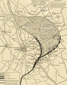 Ypres की दूसरी लड़ाई से पहले और बाद में Ypres का सामर्थ्य ..., प्रथम विश्व युद्ध, 1915, c1920। द्वारा अज्ञात
