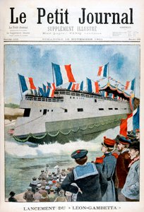 1901 में फ्रांस के बख्तरबंद क्रूजर लियोन गैम्बेटा का शुभारंभ द्वारा अज्ञात