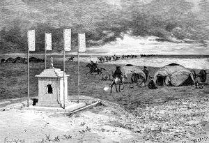 एक लामा का मकबरा और एक अहाता, मंगोलियाई रेगिस्तान, c1890 द्वारा अज्ञात