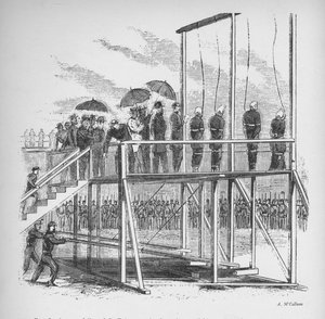 लिंकन की हत्या के लिए तीन पुरुषों और एक महिला को फांसी दी गई, c1865, 1938 द्वारा अज्ञात