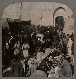 सेंट स्टीफेंस गेट, यरूशलेम से यातायात, c1900 द्वारा अज्ञात