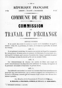 Travail et DEchange, पेरिस कम्यून के फ्रांसीसी राजनीतिक पोस्टर, मई 1871 से द्वारा अज्ञात