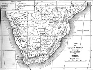 दक्षिण अफ्रीका का जनजातीय मानचित्र, c1880 द्वारा अज्ञात