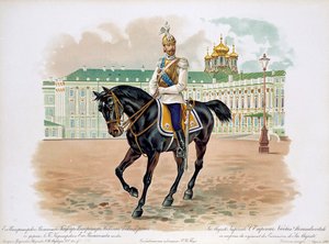 रूस के ज़ार निकोलस द्वितीय ने हिज़ मैजेस्टीज़ लाइफ क्युरासियर्स गार्ड रेजिमेंट की वर्दी में, 1896 द्वारा अज्ञात