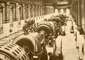 1930 के मेट्रोपोलिटन रेलवे में नेस्डन पावर हाउस में टर्बो-जेनरेटर। द्वारा अज्ञात