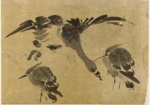 दो बगुले और एक हंस, ईदो काल, 1573-1615। द्वारा अज्ञात