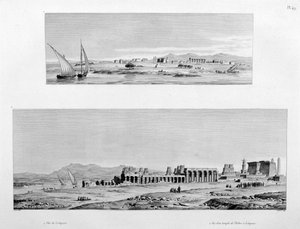 लक्सर का दृश्य, और लक्सर, मिस्र में मंदिरों का मंदिर, c1808 द्वारा अज्ञात