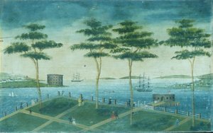 बैटरी, न्यूयॉर्क, 1800-1850 का दृश्य। द्वारा अज्ञात