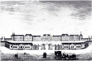 Tsarskoye Selo में कैथरीन पैलेस का दृश्य, सी। 1840 द्वारा अज्ञात