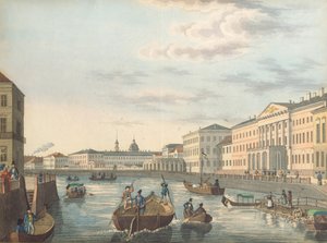 1820 के दशक में सेंट पीटर्सबर्ग में फोंटंका नदी का दृश्य द्वारा अज्ञात