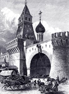 1860 में मॉस्को में निकोलसकाया टॉवर और आर्मरी का दृश्य द्वारा अज्ञात