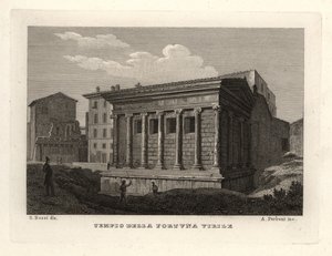 Portunus के मंदिर का दृश्य, Tempio di Portuno या Tempio della Fortuna Virile द्वारा अज्ञात