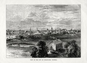 मेलबर्न, विक्टोरिया, ऑस्ट्रेलिया, 1877 के शहर का दृश्य द्वारा अज्ञात
