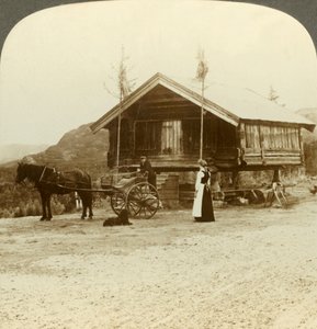 बोल्केज़ो, नॉर्वे के पास सड़क पर यात्रियों का इंतजार, c1905 द्वारा अज्ञात