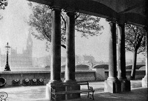 वेस्टमिंस्टर ब्रिज और बिग बेन, सेंट थॉमास अस्पताल की छत से, 1926-1927 द्वारा अज्ञात