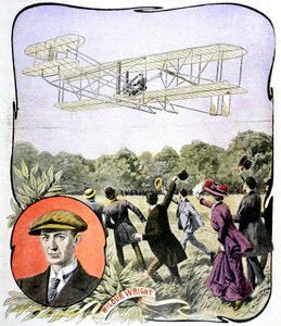 विल्बर राइट्स यूरोप में पहली उड़ान ले मैन्स, फ्रांस, 1908 के पास हनाउडिएरेस रेसट्रैक पर उड़ी द्वारा अज्ञात