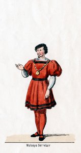 वॉल्सी सचिव, शेक्सपियर के लिए पोशाक डिजाइन, हेनरी VIII, 19 वीं शताब्दी द्वारा अज्ञात