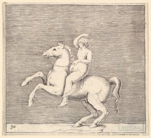 वुमन ऑन रेयरिंग हॉर्स, प्रकाशित सीए। 1599-1622। द्वारा अज्ञात